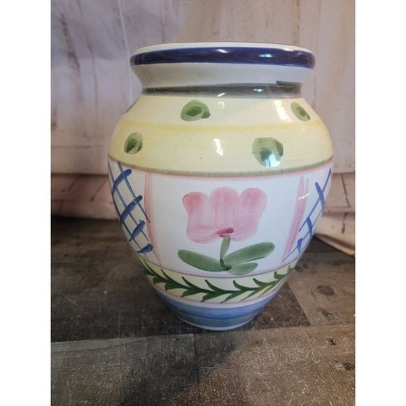 Large ceramic floral painted vase Vine dot Decor home - Picture 4 of 6